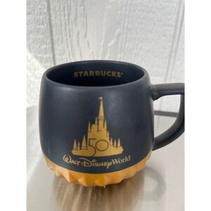 Starbucks Walt Disney World 50th Anniversary Castle Mug Black Gold 12oz